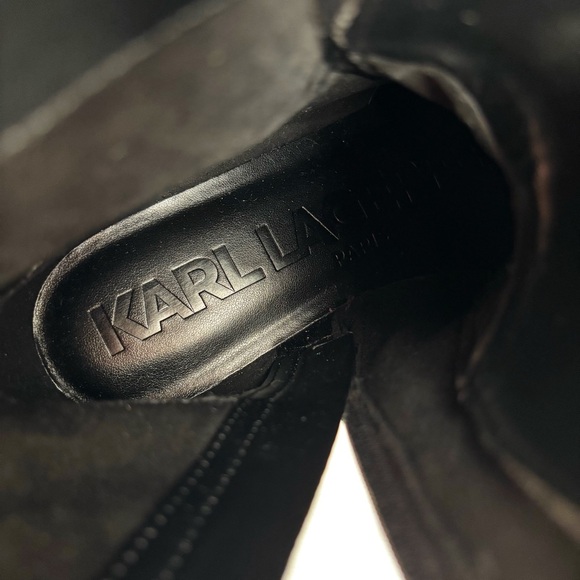 KARL LAGERFELD Mela Black and Blue Tweed Embellished Combat Boots--NWT--7 - Picture 12 of 16